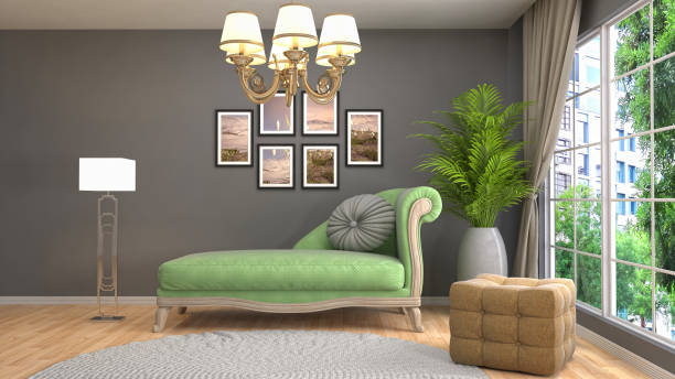 istock Interior living room. 3d illustration 886410098