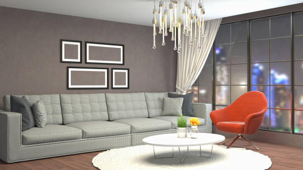 istock Interior living room. 3d illustration 886412140