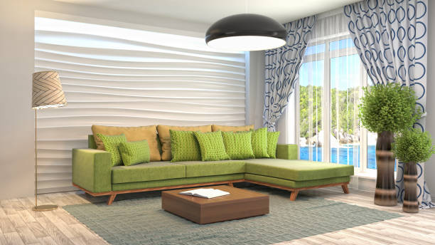 istock Interior living room. 3d illustration 886416776