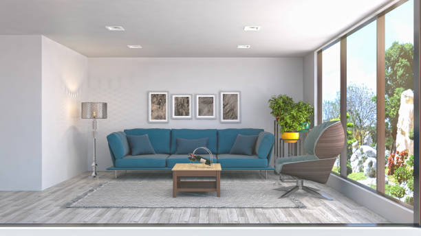 istock Interior living room. 3d illustration 886417126