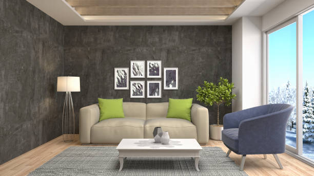 istock Interior living room. 3d illustration 886417144