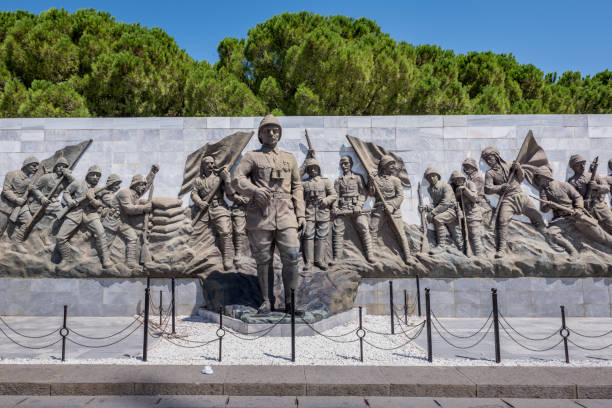 Relief works in Canakkale martyr memorial military cemetery stock photo