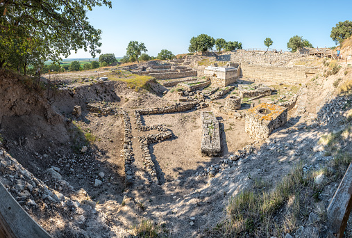 Ruins of ancient legendary city of Troy in Canakkale, Turkey