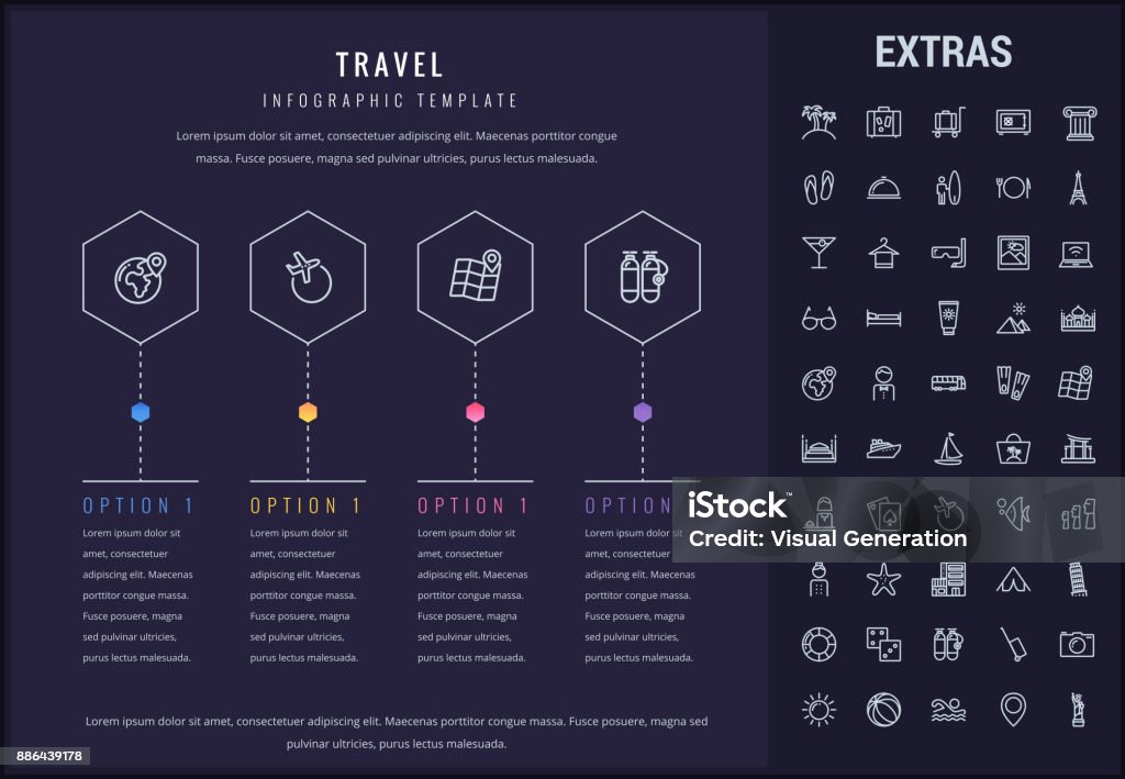Modèle de l’infographie, les éléments et les icônes de voyage - clipart vectoriel de Graphisme d'information libre de droits
