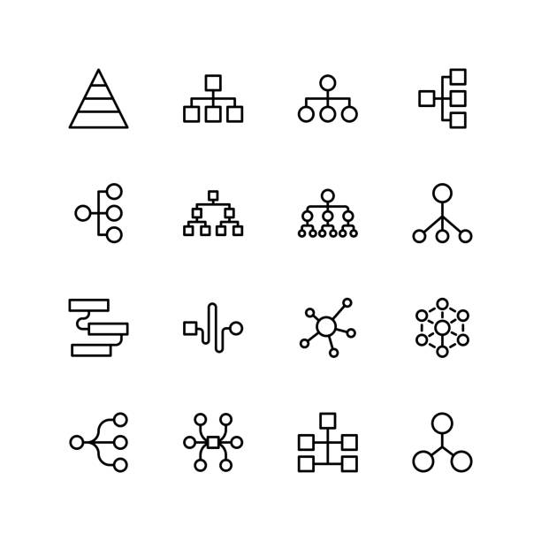 Diagram flat icon Diagram icon set. Collection of high quality black outline logo for web site design and mobile apps. Vector illustration on a white background. organized stock illustrations