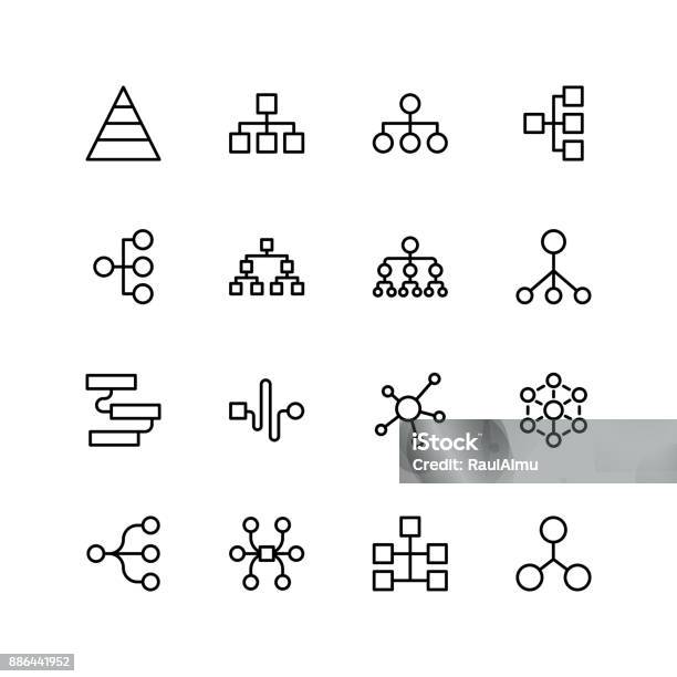 Diagram Flat Icon Stock Illustration - Download Image Now - Icon Symbol, Connection, Organization
