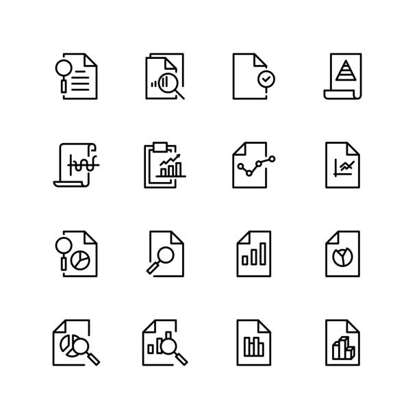 Document analytic icon Document icon set. Collection of high quality black outline logo for web site design and mobile apps. Vector illustration on a white background. business risk stock illustrations