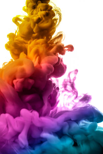 istock Acrylic colors and ink in water. Abstract frame background. Isolated on white 886453506