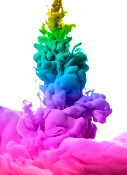 istock Acrylic colors and ink in water. Abstract frame background. Isolated on white 886455670