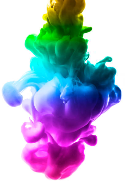 istock Acrylic colors and ink in water. Abstract frame background. Isolated on white 886457058
