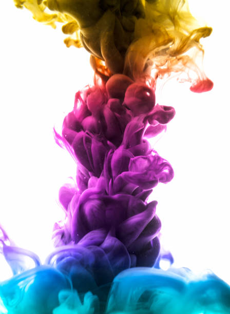 istock Acrylic colors and ink in water. Abstract frame background. Isolated on white 886457754