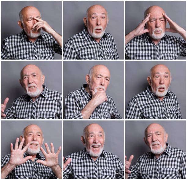 istock Mosaic of senior man emotions 886465674