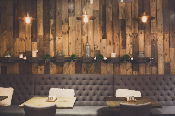 istock Vintage wooden loft interior of restaurant 886479426