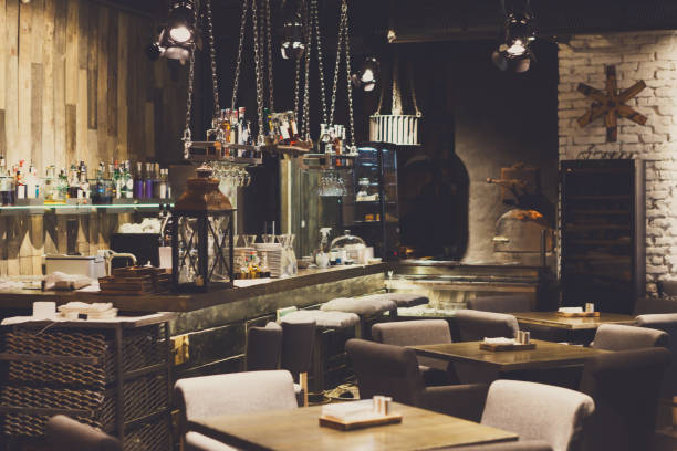 istock Interior of cozy restaurant, loft style 886479462