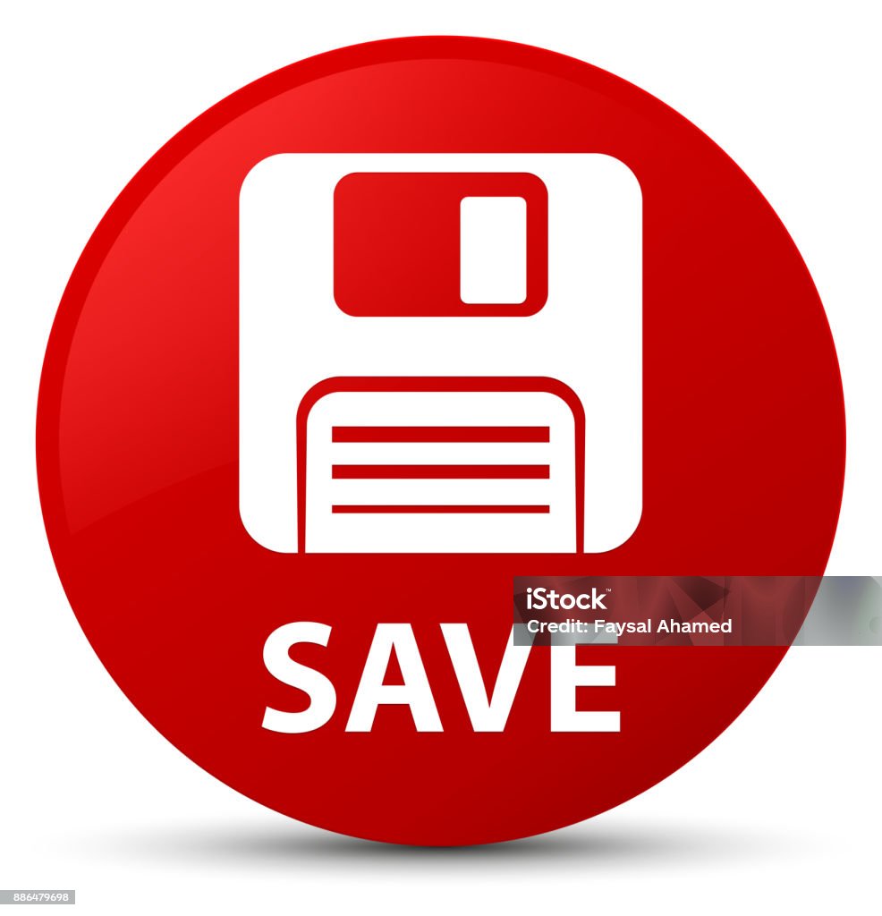 Save Red Icon Save Red Round Button Stock Illustration - Download Image Now - Circle ...