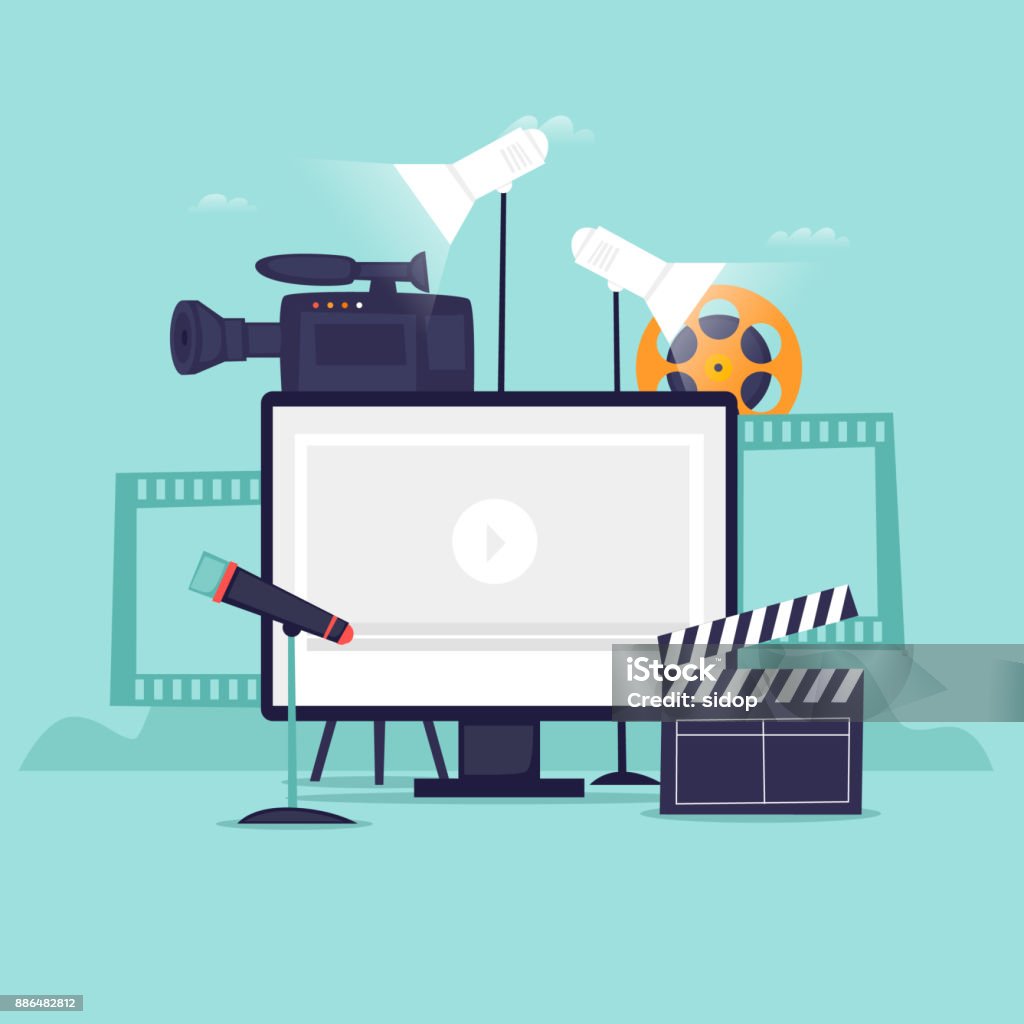 Video recording. Flat design vector illustration Home Video Camera stock vector