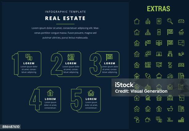 Real Estate Infographic Template Elements Icons Stock Illustration - Download Image Now - Infographic, Real Estate, Mortgage Loan