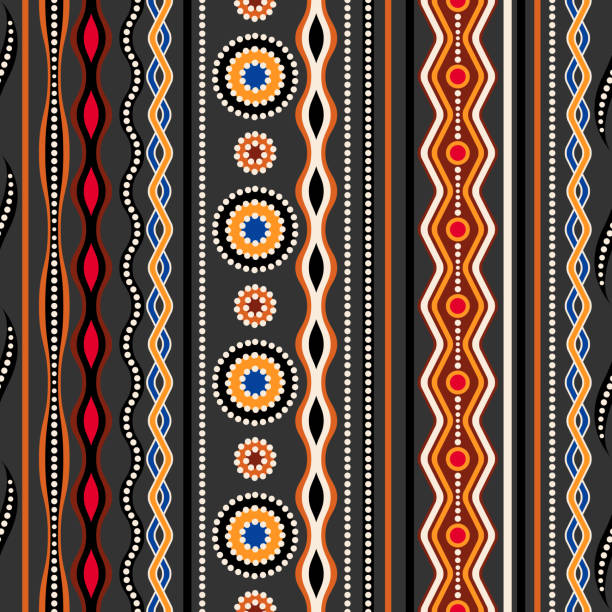 etniczny wzór bez szwu. australijska tradycyjna ozdoba geometryczna - tribal art stock illustrations