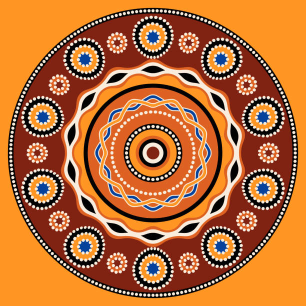 ilustraciones, imágenes clip art, dibujos animados e iconos de stock de diseño de fondo de círculo étnico. ornamento geométrico tradicional australiana - tribal music