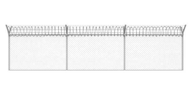 istock Barbed Wire Fence Isolated 886491166