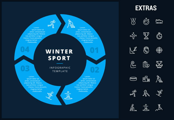 winter sport infografik vorlage, elemente, symbole - eishockey grafiken stock-grafiken, -clipart, -cartoons und -symbole