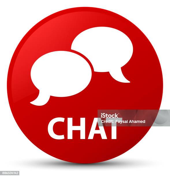 Chat Red Writing Chat Red Round Button Stock Illustration - Download Image Now - Brand ...
