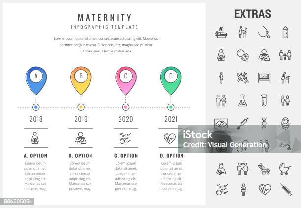 Maternity Infographic Template Elements And Icons Stock Illustration - Download Image Now - Breastfeeding, Pregnant, Breast