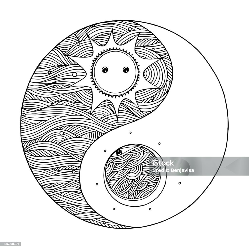 yin yang symbol minimal vector hand drawn style illustration design Yin Yang Symbol stock vector