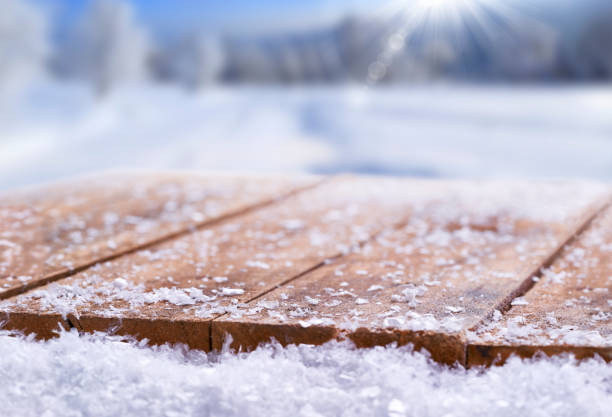 istock Christmas, winter and snowy background with space to add products and text. 886514432
