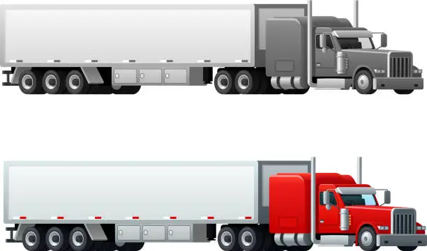 Vector illustration of Trailer truck long vehicle vector isolated icons