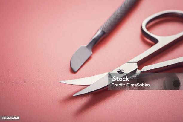 Cosmetic Scissors On Pink Stock Photo - Download Image Now - Beauty, Blade,  Care - iStock
