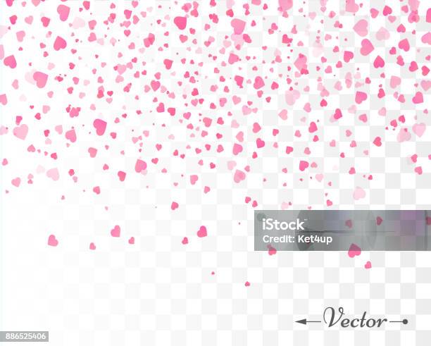 Hearts Confetti Isolated Valentines Vector Template Stock Illustration - Download Image Now