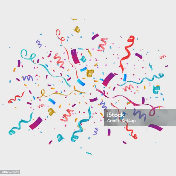 Confetti Isolated On Transparent Background Festive Vector Illustration Stock Illustration - Download Image Now