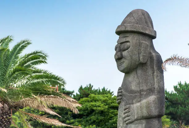 Stone idol - hareubang on Jeju island in South Korea