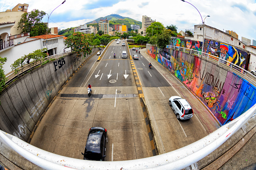 Fisheye view of a highway in Cali, Colombia.