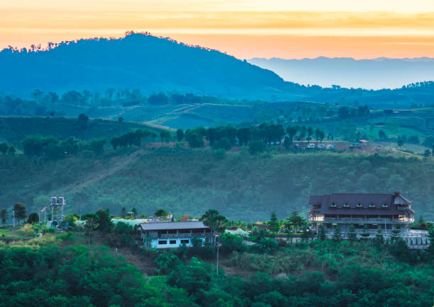 Beautiful Morning mountain Landscape view at Khao Kho, Thailand stock photo