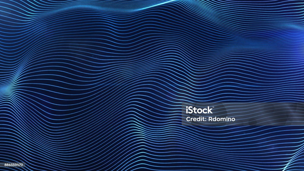 Futuriste bleu particules incandescentes de lignes vague abstrait - Photo de Texture libre de droits