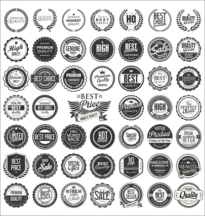 Retro vintage design quality badges vector collection