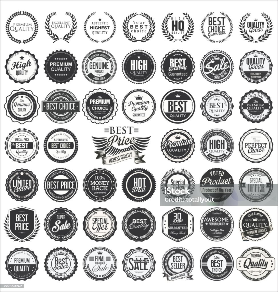 Retro vintage design quality badges vector collection Badge stock vector