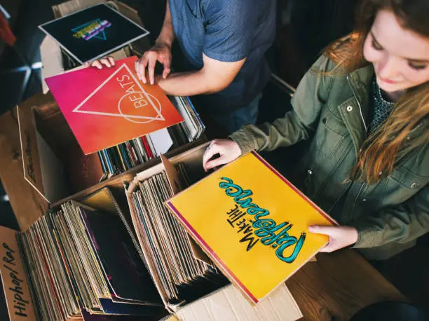 Photo of Young people in a record shop