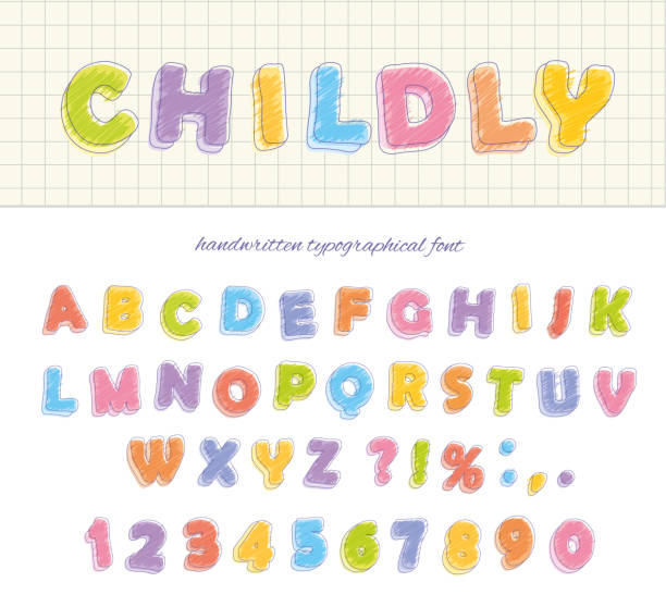istock Font pencil crayon. Childly style. Handwritten. Isolated on white. 886553784