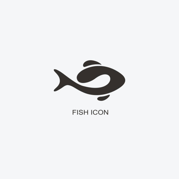 illustrazioni stock, clip art, cartoni animati e icone di tendenza di modello di pesce per il design. icona del ristorante di pesce. illustrazione dello stile piatto grafico - market fish mackerel saltwater fish