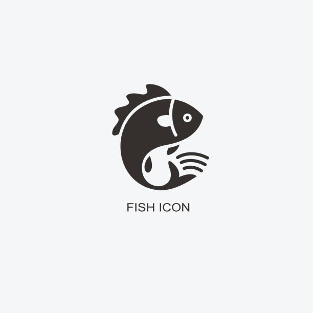 illustrazioni stock, clip art, cartoni animati e icone di tendenza di modello animale da pesce per il design. icona del ristorante di pesce. illustrazione dello stile piatto grafico - market fish mackerel saltwater fish