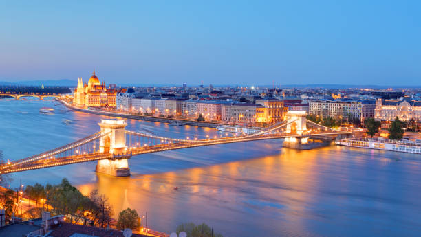 istock Budapest with chain bridge and parliament 886558048