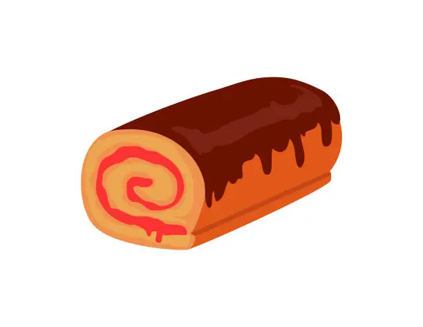 Vector illustration of Roll with Jam and Chocolate Design Flat