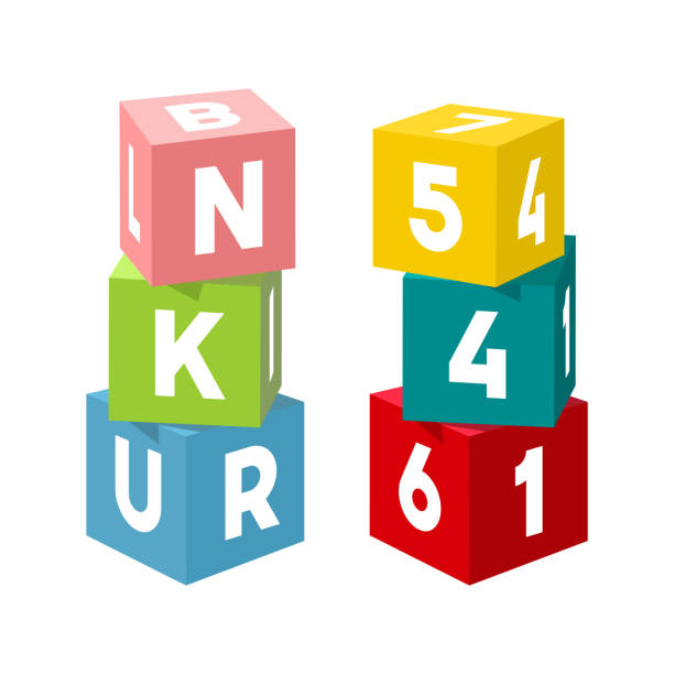 leuchtend bunte vektor spielzeug ziegel bauen türme - cube baby child block stock-grafiken, -clipart, -cartoons und -symbole