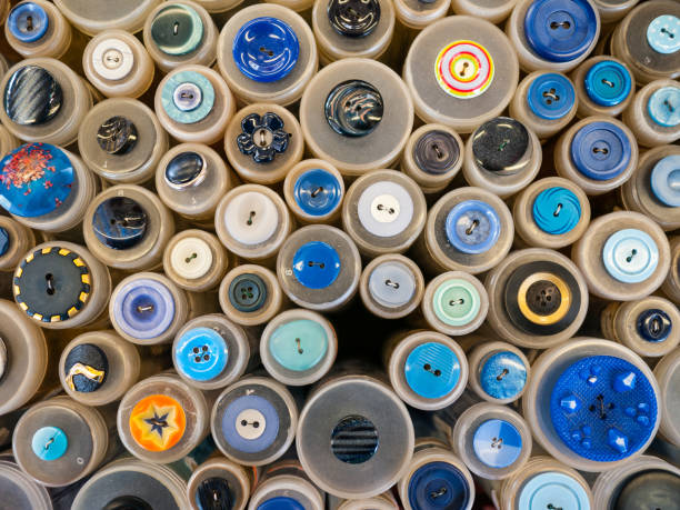 istock blue Fashion buttons on a market 886564428