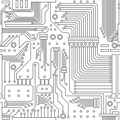 vector illustration of circuit board seamless pattern