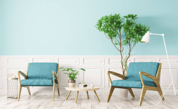 istock Interior of living room with two armchairs 3d rendering 886569998