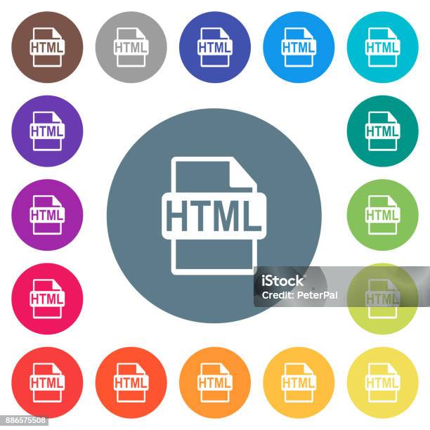 Coding Html Latar Putih Html Format File Ikon Putih Datar Pada Latar Belakang Warna Bulat ...